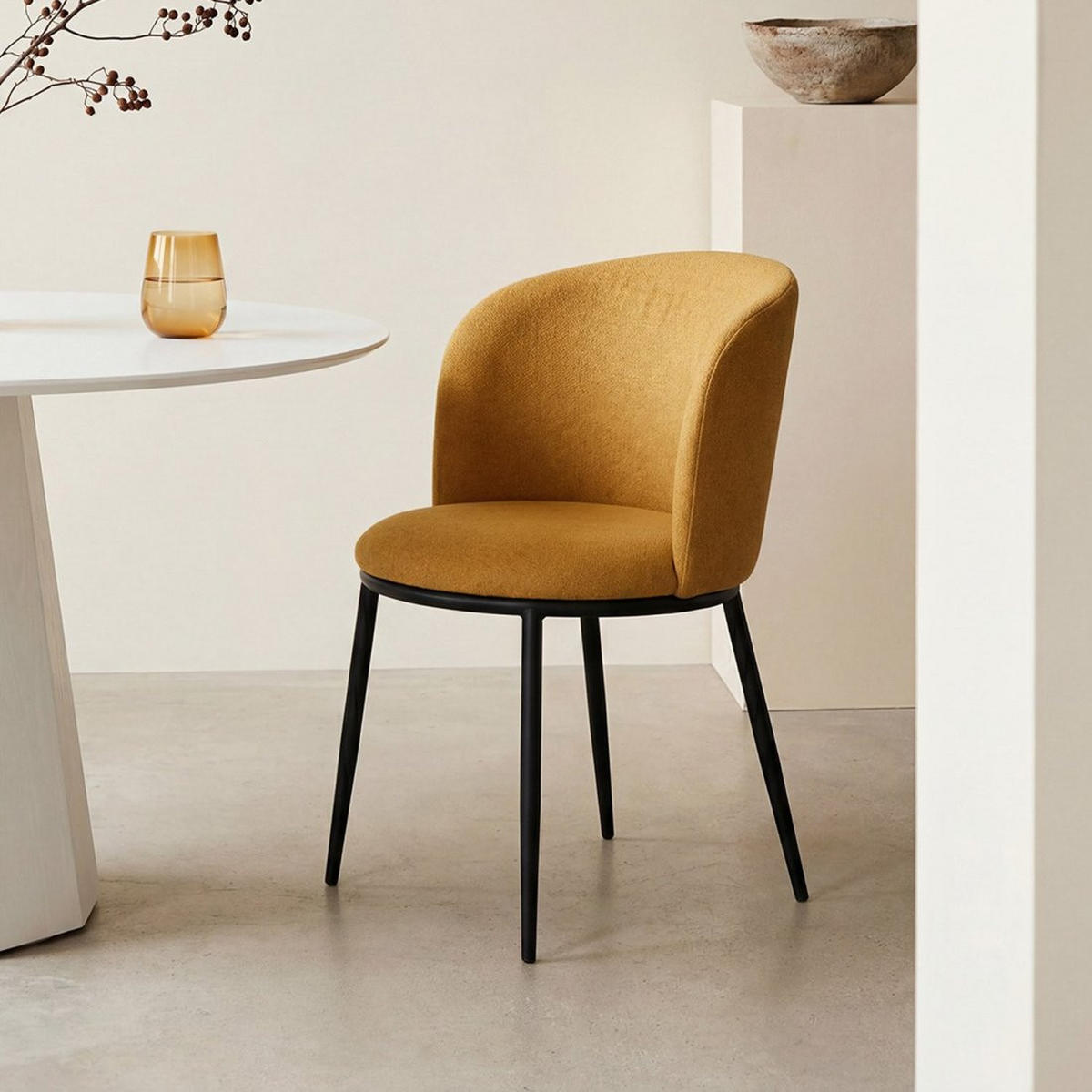 ESSZIMMERSTUHL Nolan Senf / Gelb 51 cm x 80 cm 2er-Set - Dunkelgelb, Textil (51/80/57cm) - Klast Home