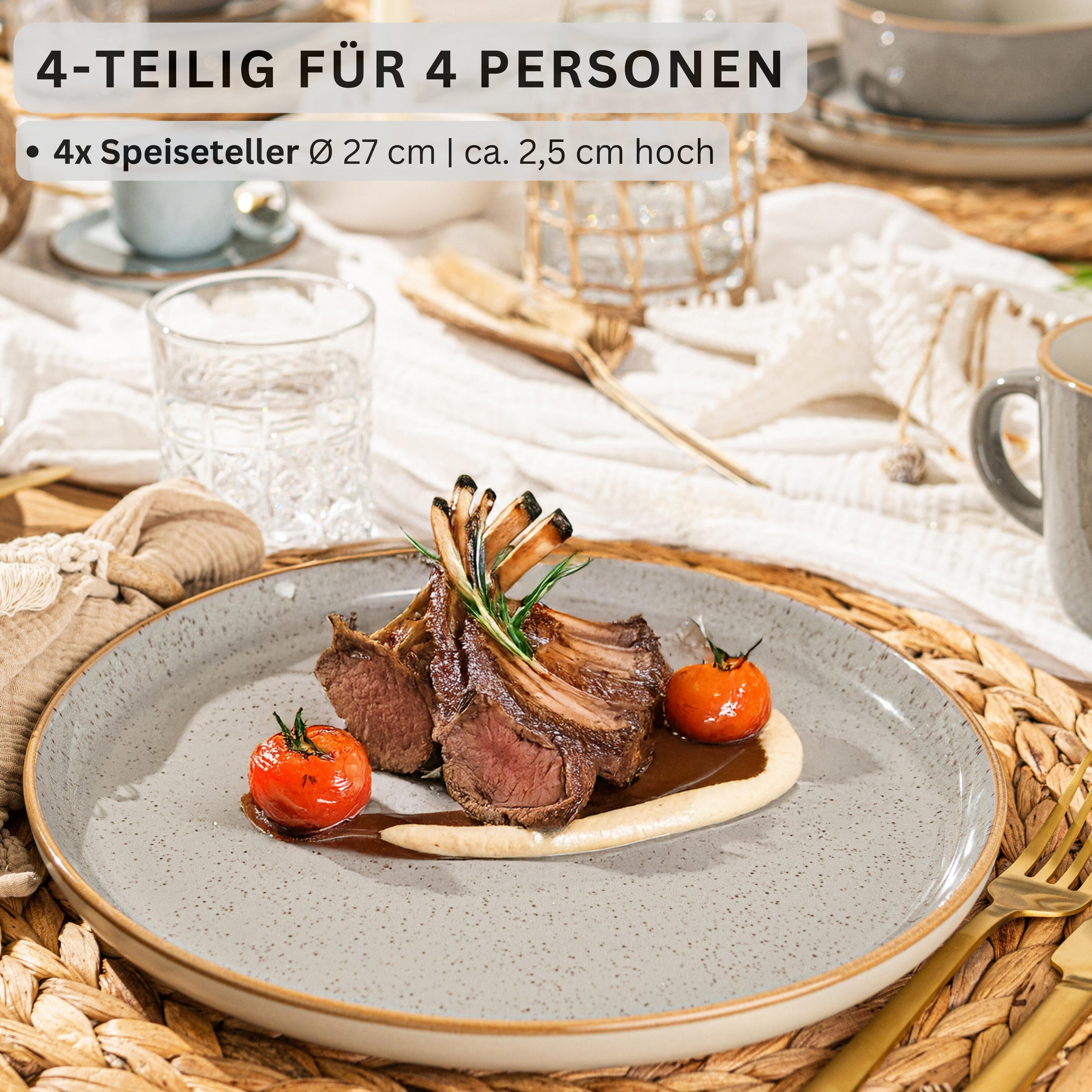 SPEISETELLER SET RIO - 4 teilig aus Steingut - Multicolor, Keramik (13cm) - Sänger