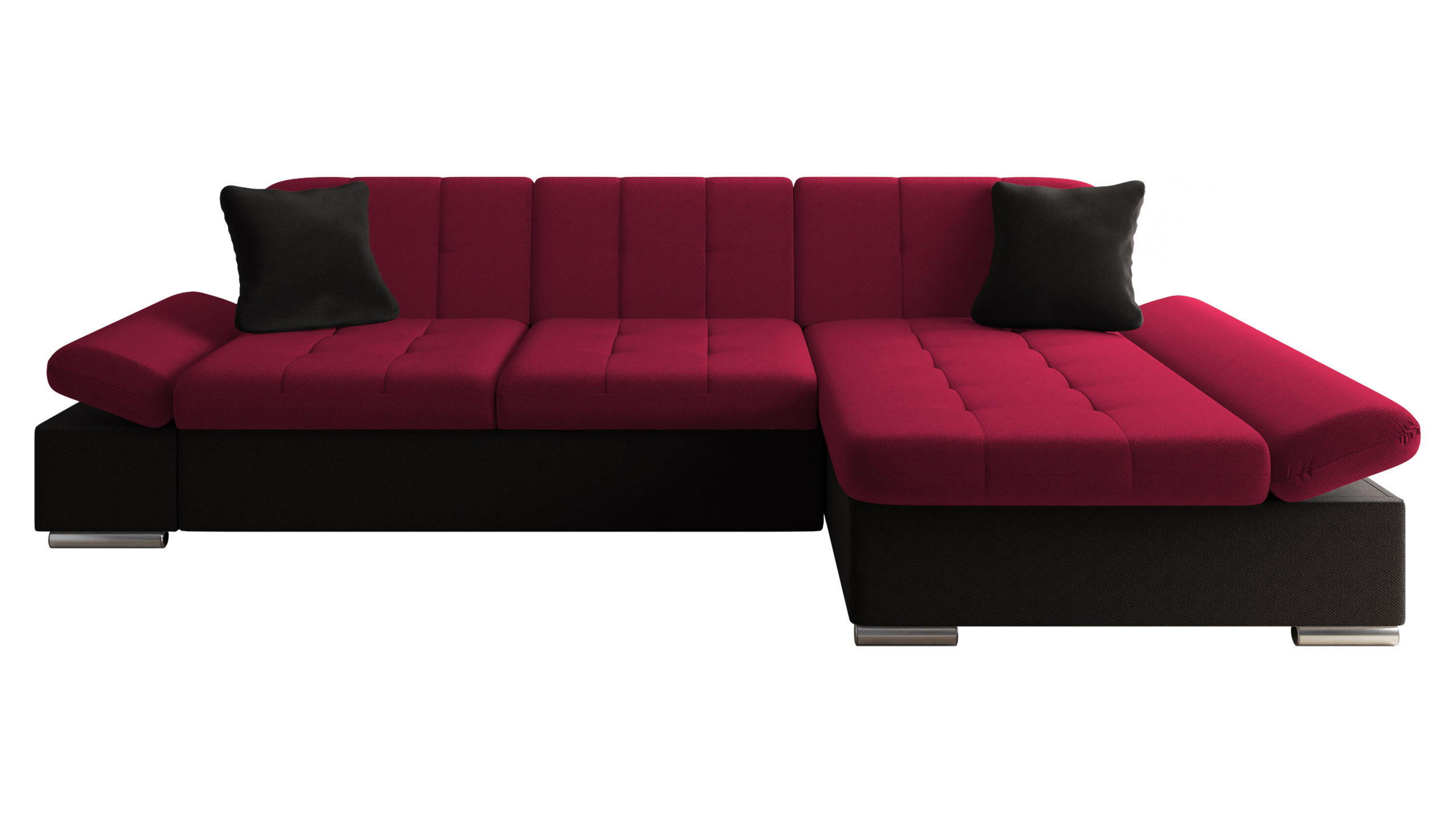 Mirjan24 Ecksofa Rot, Schwarz 278x161 cm