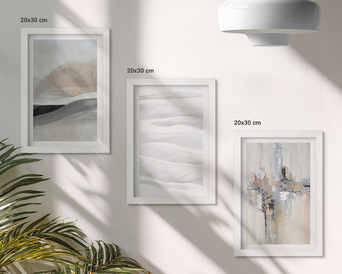 WANDBILDER 3er-Set - 20x30 cm Weißer Rahmen - Abstrakte Erdmuster - Weiß, Kunststoff (20/30cm) - ArtPrintCave