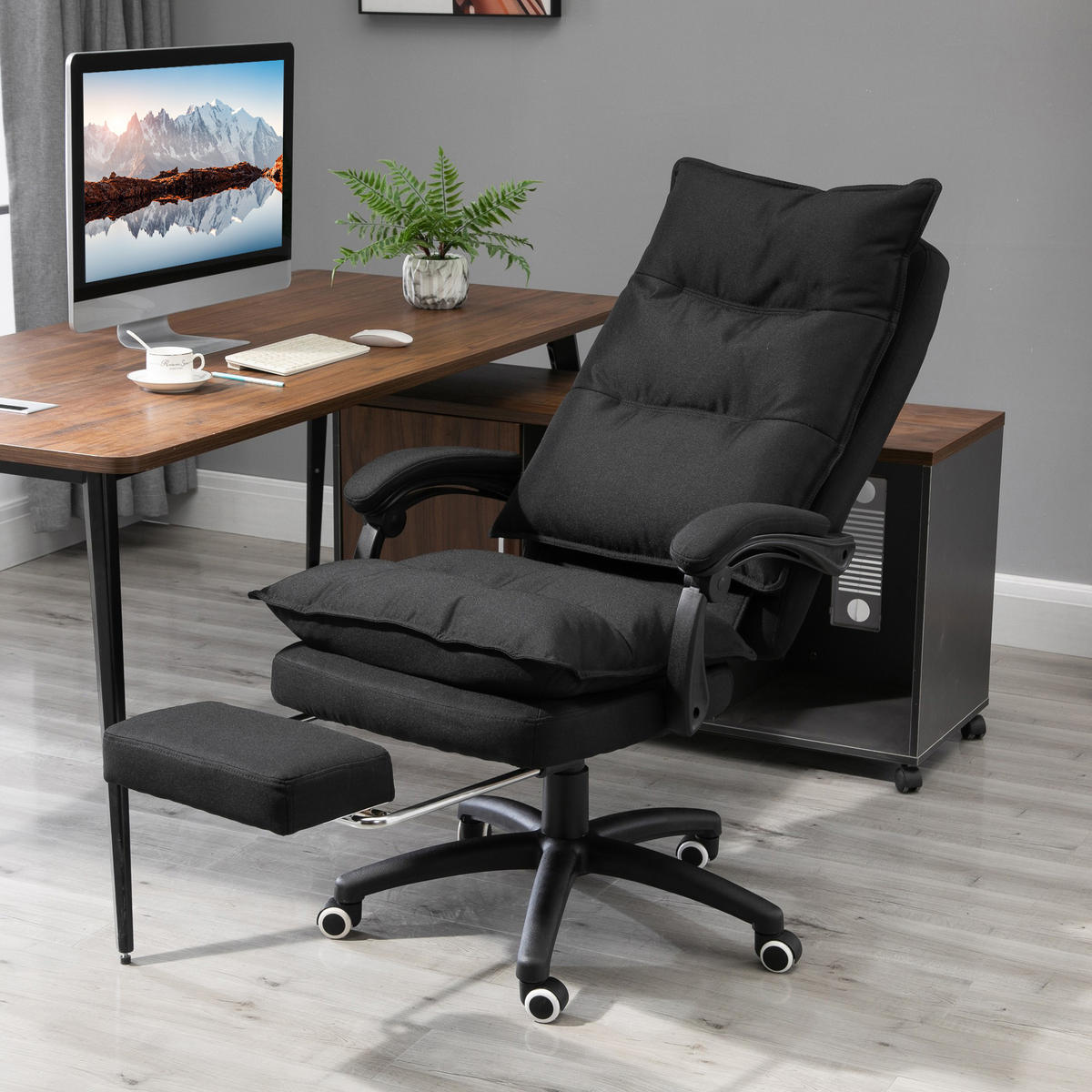 BÜROSTUHL mit Massagefunktion, Ergonomischer Schreibtischstuhl, Schwarz - Schwarz, Kunststoff (62/130/70cm) - Vinsetto