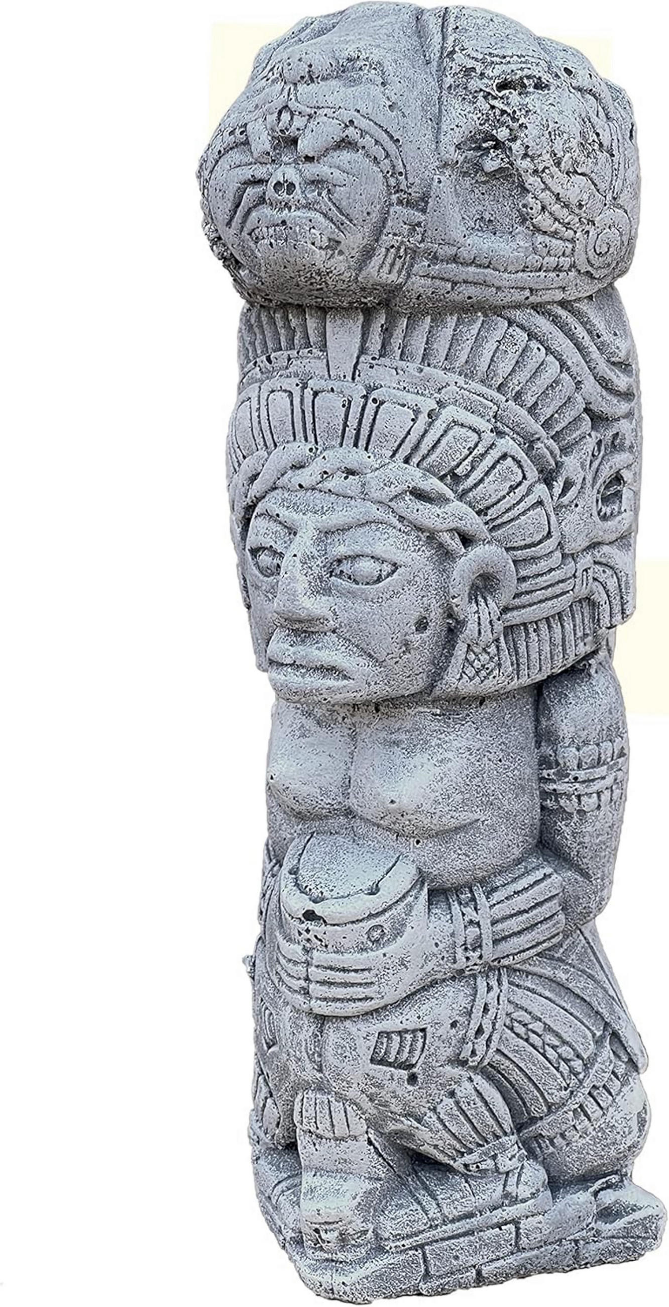 STEINSKULPTUR Steinfigur Azteken Totem frostfest wetterfest Tikki Steinguss - Grau, Stein (9/28/9cm) - stoneandstyle