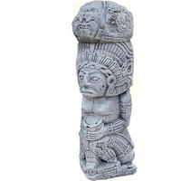 STEINSKULPTUR Steinfigur Azteken Totem frostfest wetterfest Tikki Steinguss - Grau, Stein (9/28/9cm) - stoneandstyle