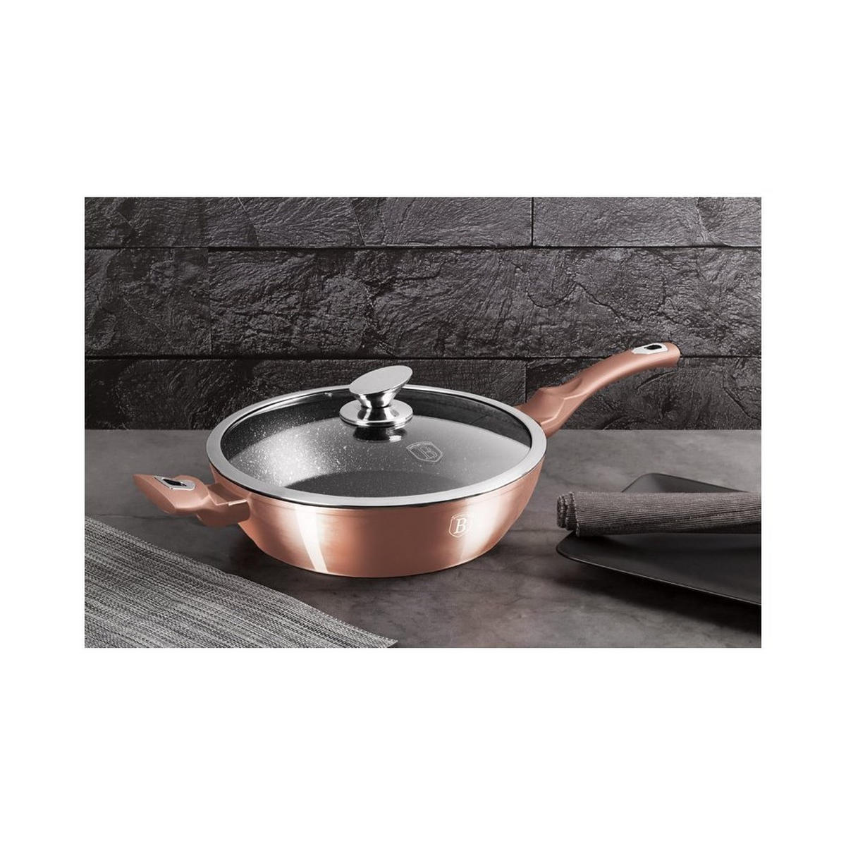 PFANNE Gold 28/28/6.5 cm BH1518N - Goldfarben, Metall (28cm) - Berlinger Haus