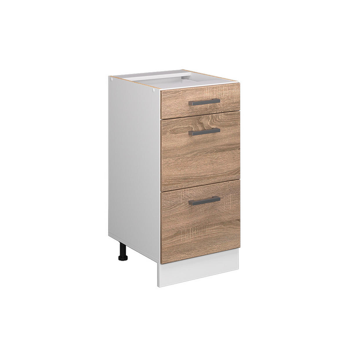 UNTERSCHRANK R-Line Sonoma 40 cm mit Schubladen, ohne AP - Weiß/Sonoma Eiche, Holzwerkstoff (40/81.6/46cm) - Vicco