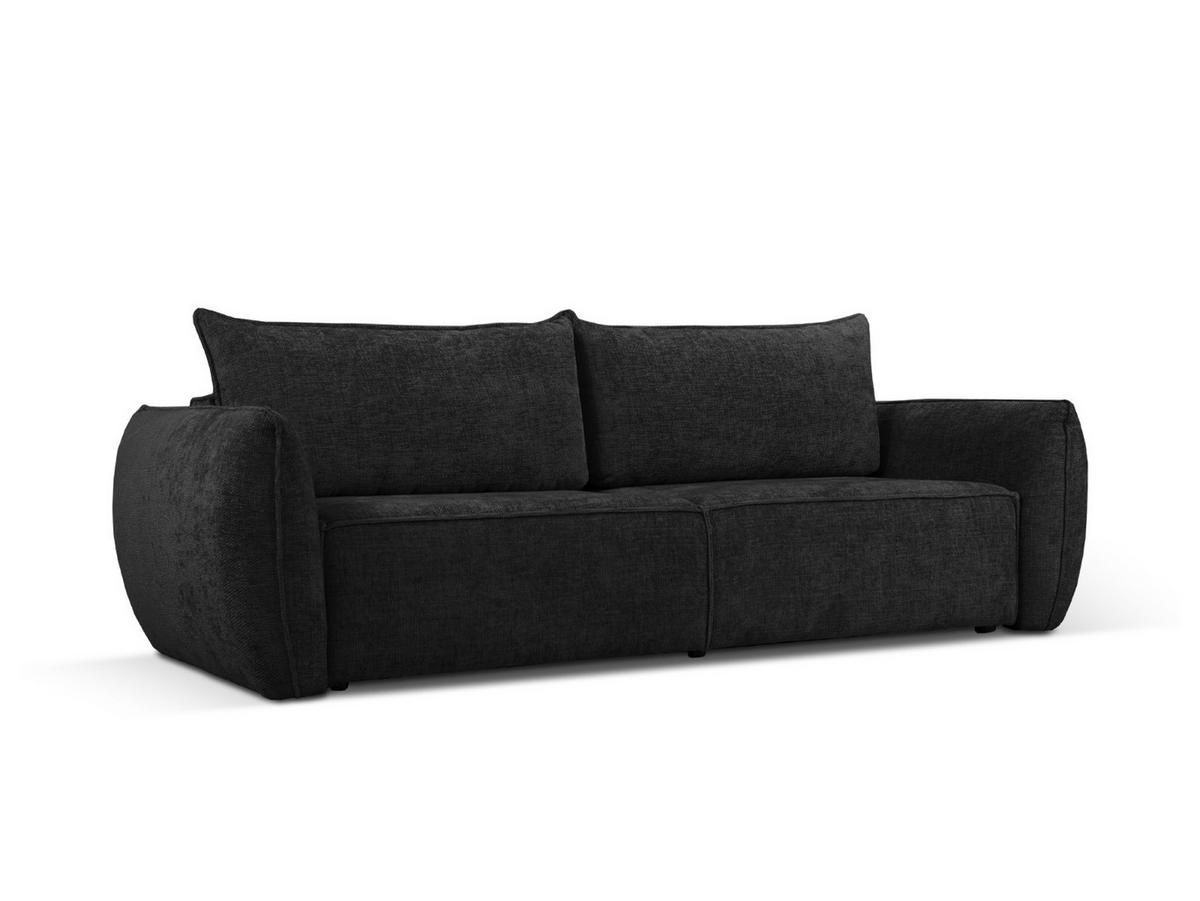 AUSKLAPPBARES-SOFA mit Bettkasten Kaelle aus Chenille-Stoff schwarz 3 Sitzplätze - Schwarz, Textil (97/91/244cm) - Micadoni