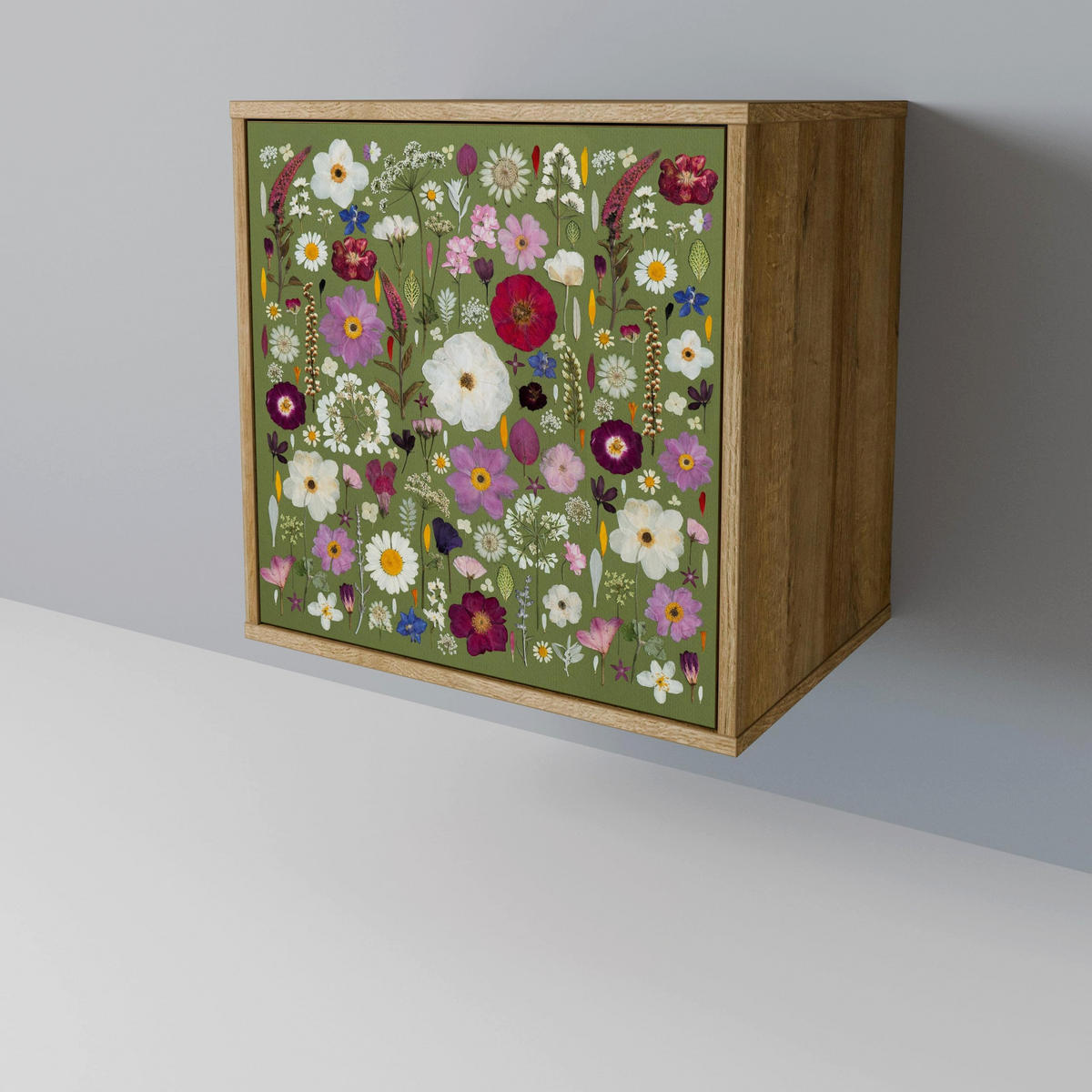 SIDEBOARD WILD GARDEN, Eichefarben, 57,5x42x75,5 cm, Goldfarbene Metallfüße - Eichefarben/Goldfarben, Holzwerkstoff/Metall (57.5/75.5/42cm) - SpaceRebels