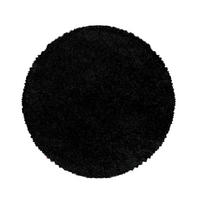 TEPPICH Hochflor Shaggy Uni-Look Polypropylen Wohnzimmer Schwarz Rund 200x200 - Schwarz, Textil (200/200cm) - KADIMA DESIGN