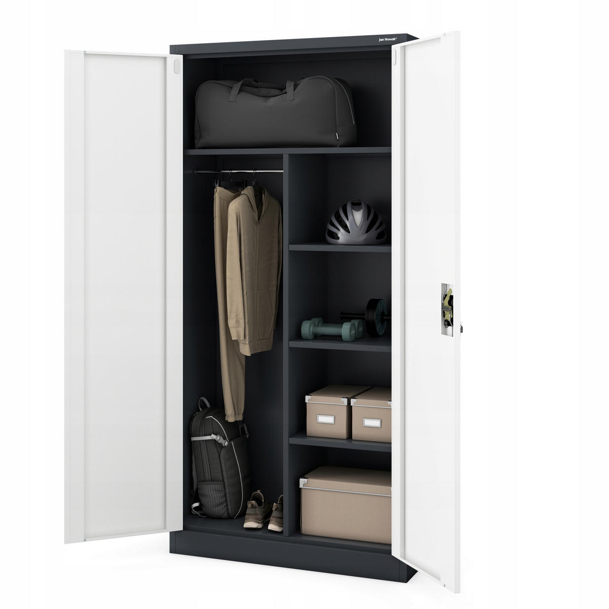 MEHRZWECKSCHRANK DAWID - Anthrazit/Weiß, Metall (90/185/45cm) - Jan Nowak