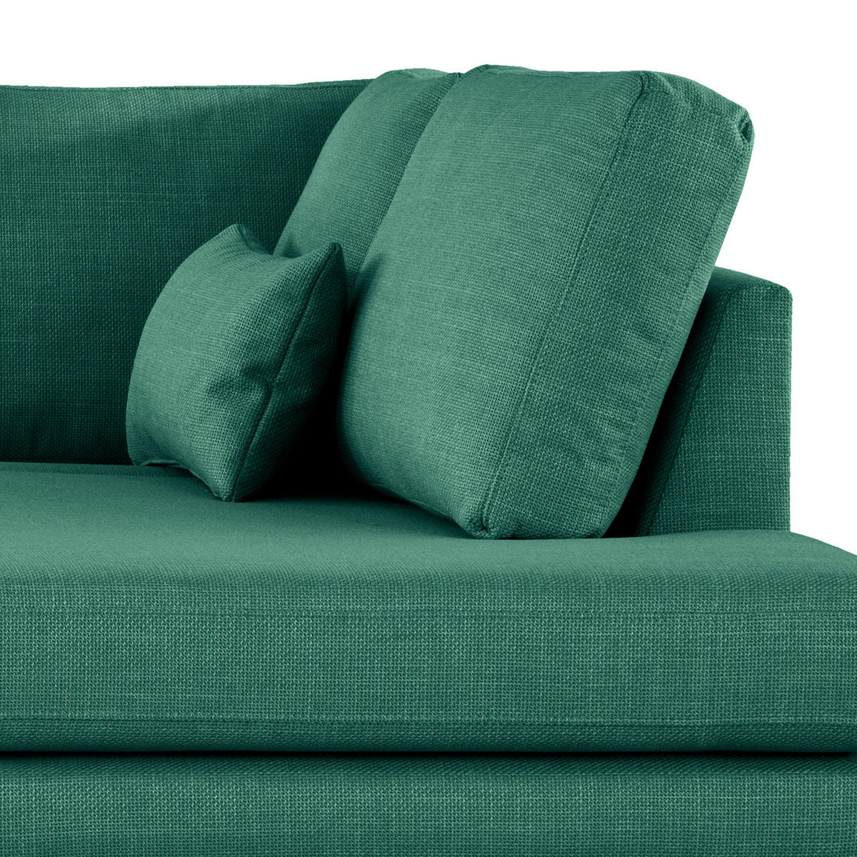ECKSOFA mit Ottomane - Dunkelgrün/Eichefarben, Eichenholz/Textil (287/219cm) - home24