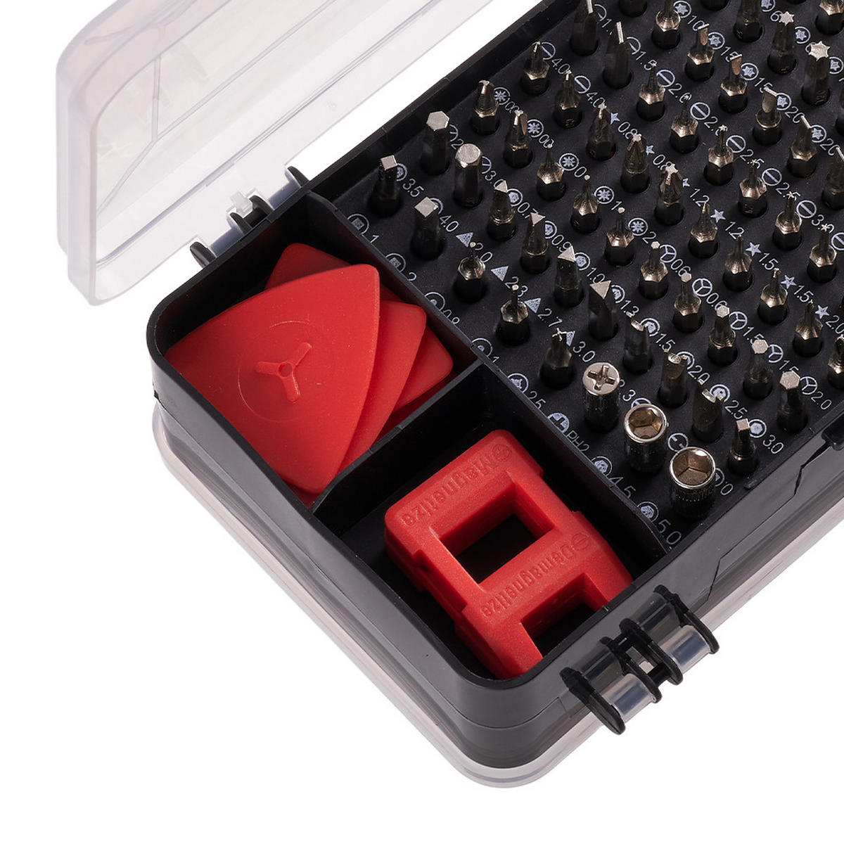 SCHRAUBENDREHER-SET 115-in-1 multifunktionales 98 Schraubenbits aus PP TPR CRV-Stahl für Feinmechaniker in Rot 17,8 x 10,5 x 5,1 cm - Schwarz, Metall (10.5/17.8/5.1cm) - Livingandhome