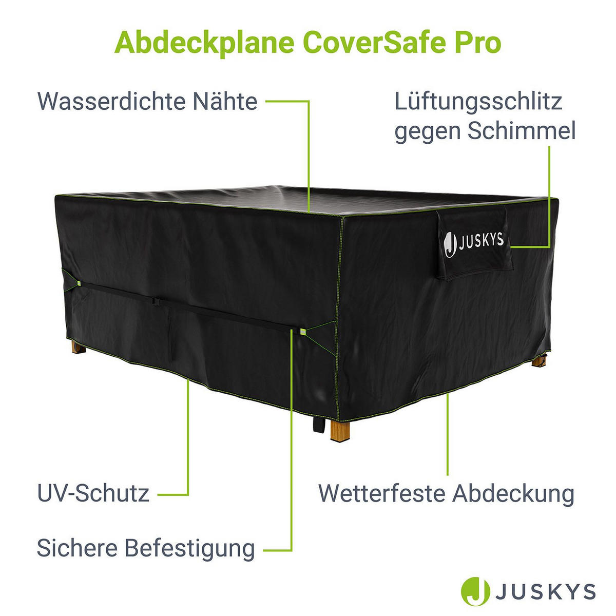 GARTENMÖBELABDECKUNG CoverSafe Pro schwarz - Schwarz, Kunststoff (160/75/200cm) - Juskys