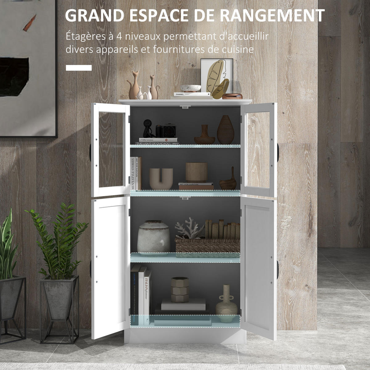 HIGHBOARD DE-11058 2 Glastüren Weiß - Weiß, Holzwerkstoff (30/110.5/60cm) - ComfortXL