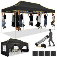FALTPAVILLON 3x6m Wasserdicht mit 6 Seitenteilen Schwarz - Schwarz, Textil (300/320/600cm)