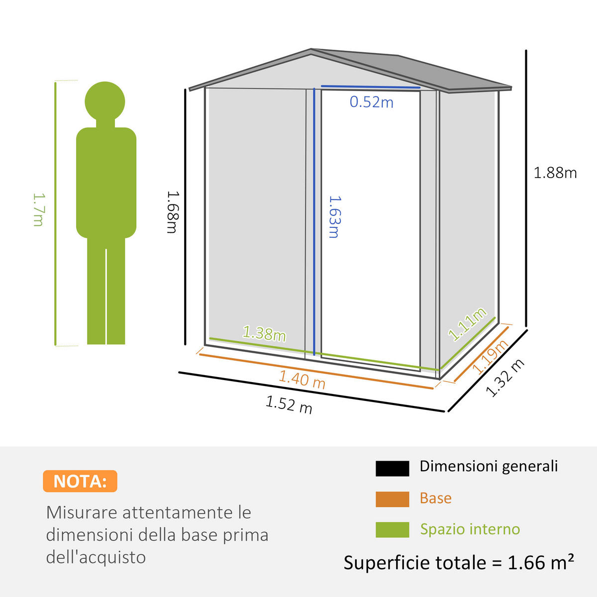 GARTENHAUS Grun 1 Stück - Grün, Kunststoff/Metall (132/188/152cm) - GiPP