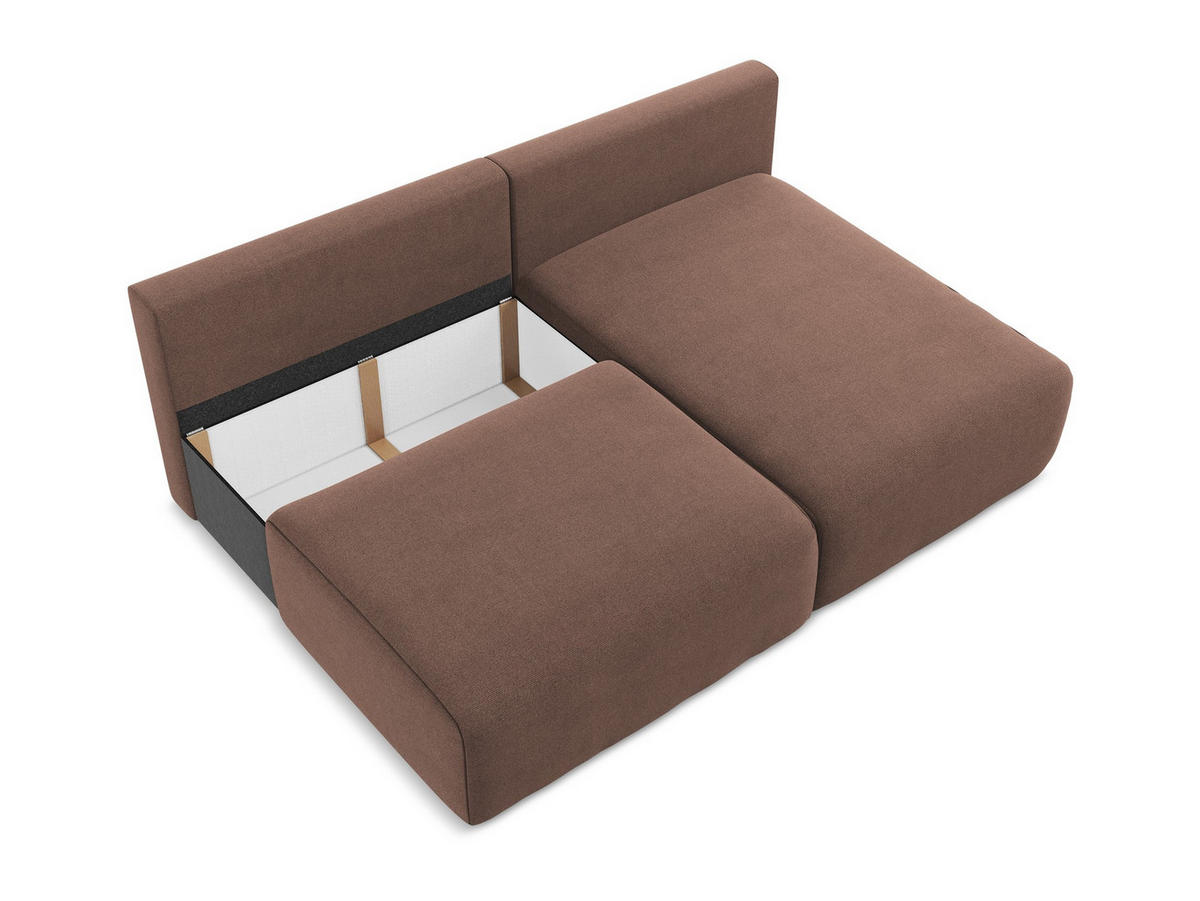 ECKSOFA mit Schlaffunktion rechts Strukturstoff Stoff Pink - Pink/Hellrosa, Kunststoff/Textil (210/149cm) - Makamii