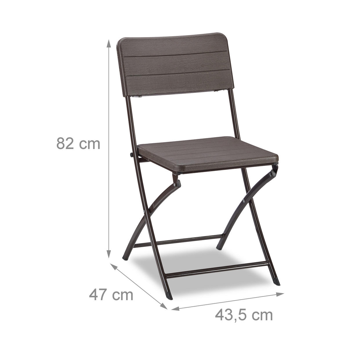 2XGARTENSTUHL - Braun, Kunststoff/Metall (43.5/82/47cm) - Relaxdays