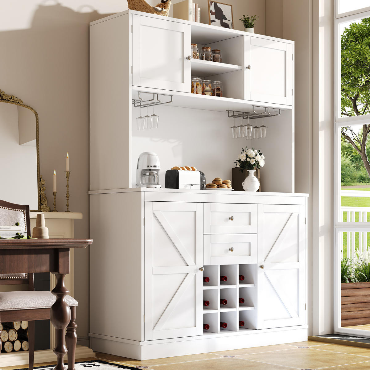 BUFFETSCHRANK Weiß 106/40/179.5 cm - Weiß, Holz (120/188/40cm) - PANGIVO