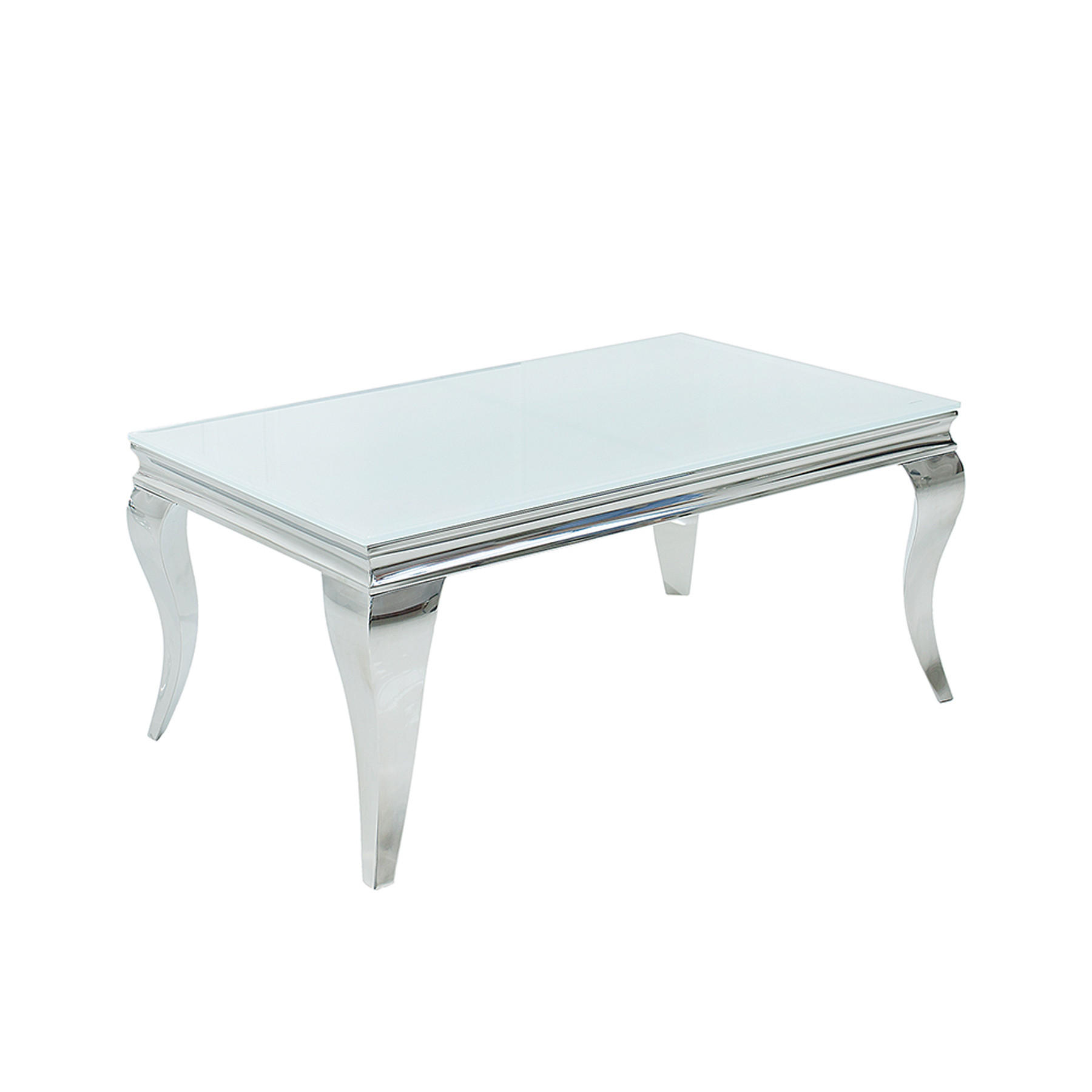 COUCHTISCH MODERN BAROCK rechteckig Silber|Weiß 100cm - Silberfarben/Weiß, Glas/Metall (60/100/45cm) - riess-ambiente