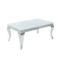 COUCHTISCH MODERN BAROCK rechteckig Silber|Weiß 100cm - Silberfarben/Weiß, Glas/Metall (60/100/45cm) - riess-ambiente