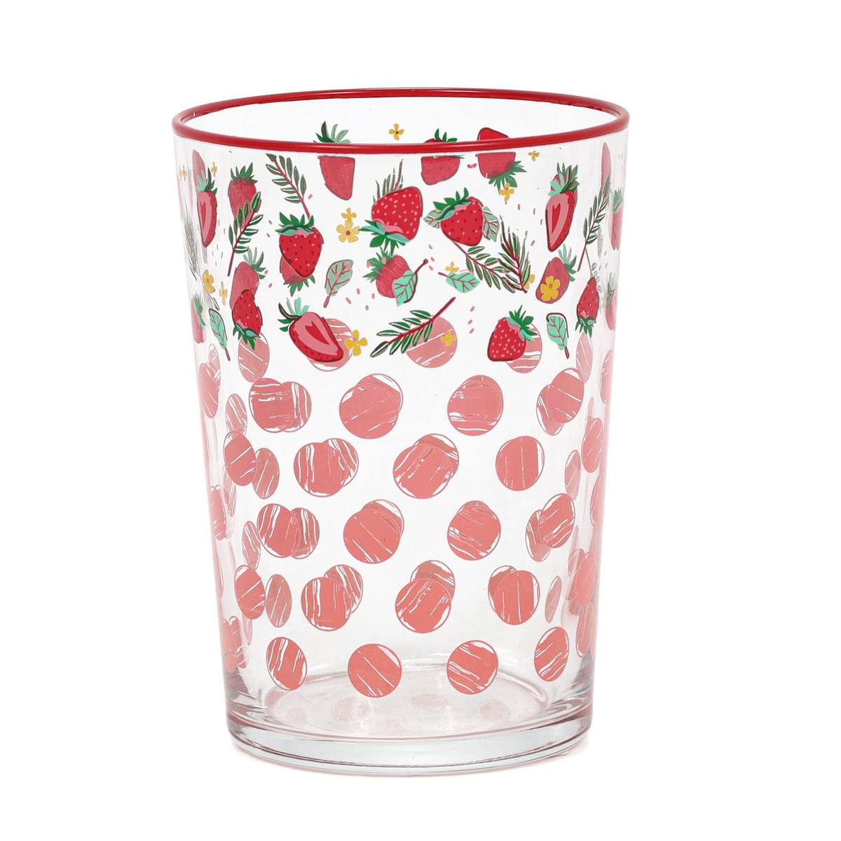 GLAS mit Obstmuster Rot 510 ml 8,8/8,8/12 cm - Multicolor, Glas (0.51L) - Excellent Houseware