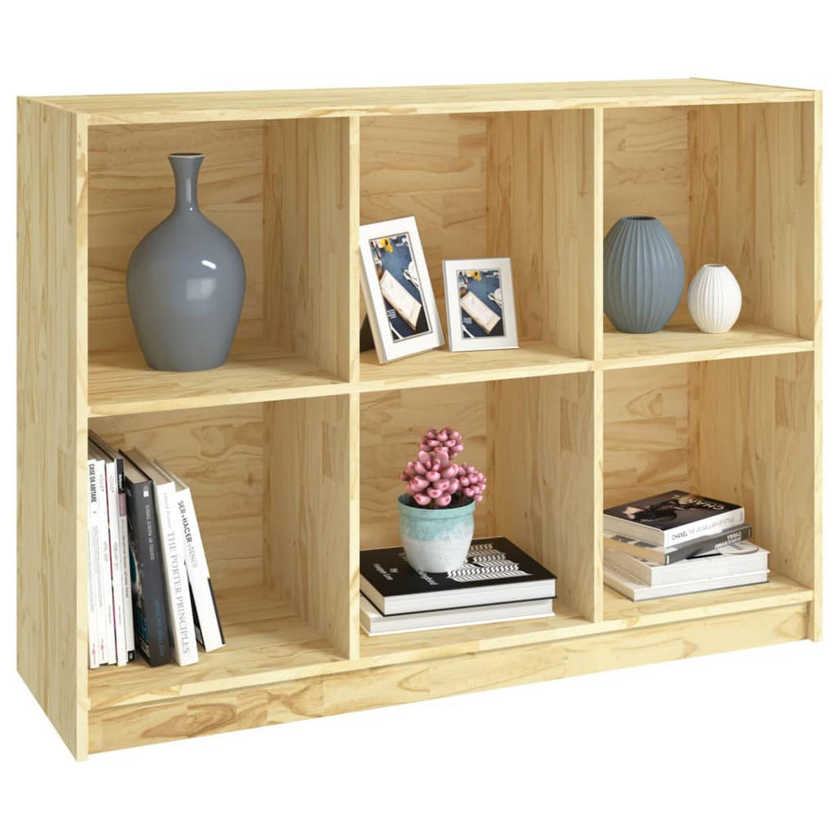 BÜCHERREGAL mit 6 Fächern 104/33/76 cm aus Massivholz Kiefer - Naturfarben, Holz (104/76/33cm) - vidaXL