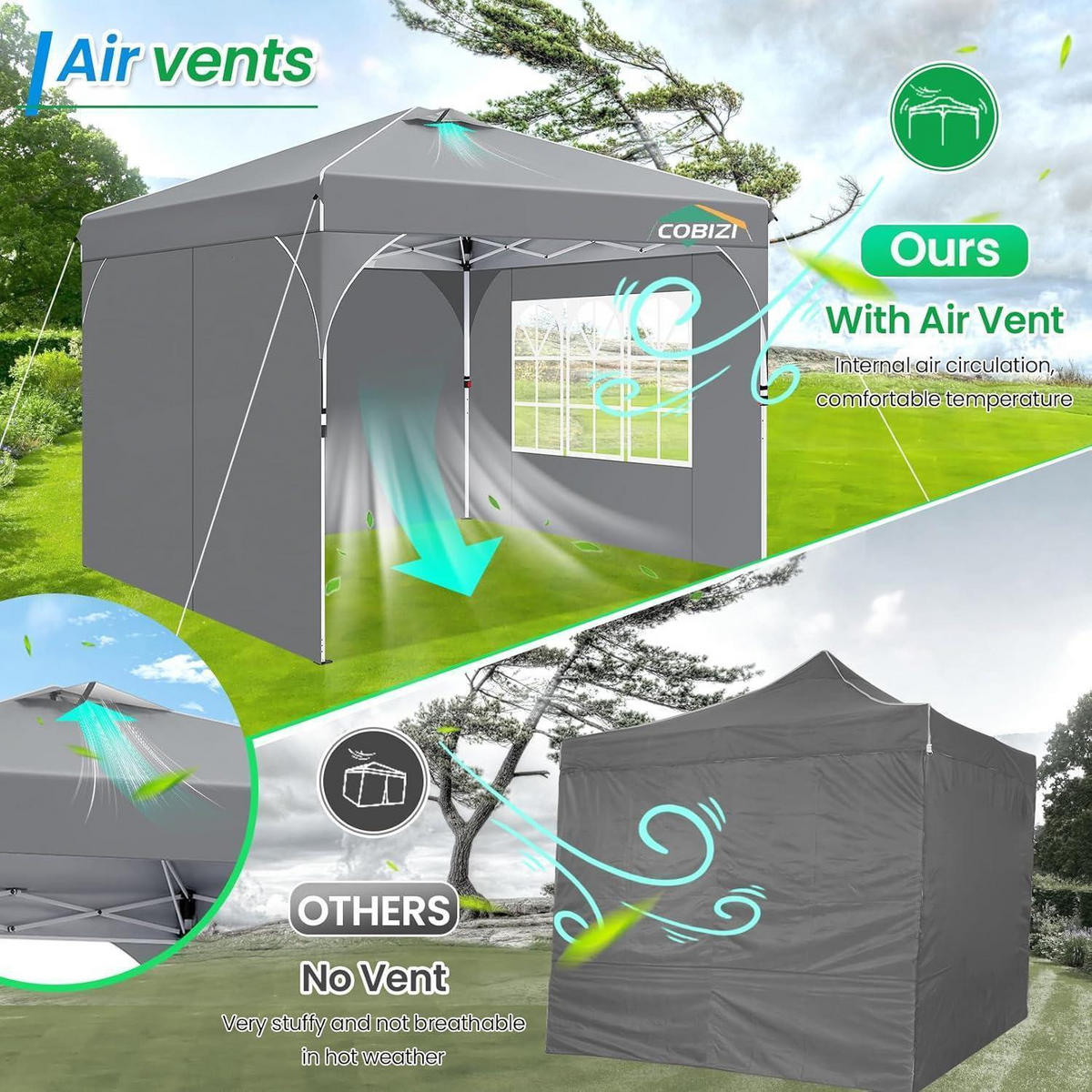 FALTPAVILLON 3x3m Grau Wasserdicht UV Schutz 50+ Höhenverstellbar mit 3 Seitenwänden - Grau, Textil (300.2/265.2/300.2cm)