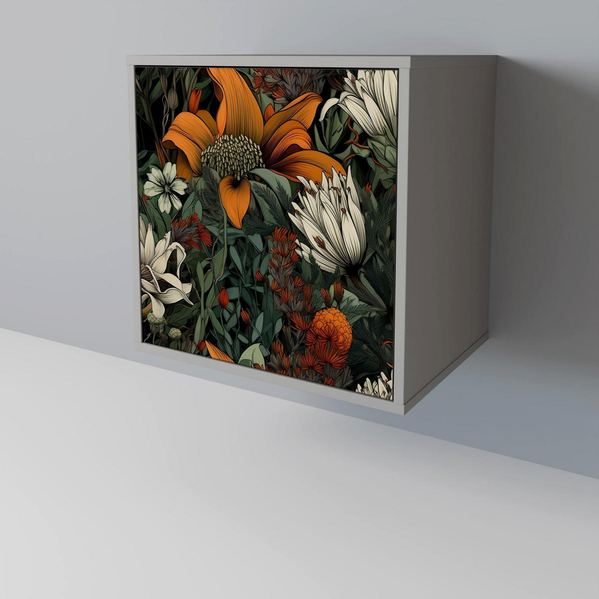 SIDEBOARD MIDNIGHT SPROUT, Grau, 57,5x42x77,5 cm, Schräge Buchenholzfüße - Buchefarben/Multicolor, Holzwerkstoff/Buchenholz (57.5/77.5/42cm) - SpaceRebels
