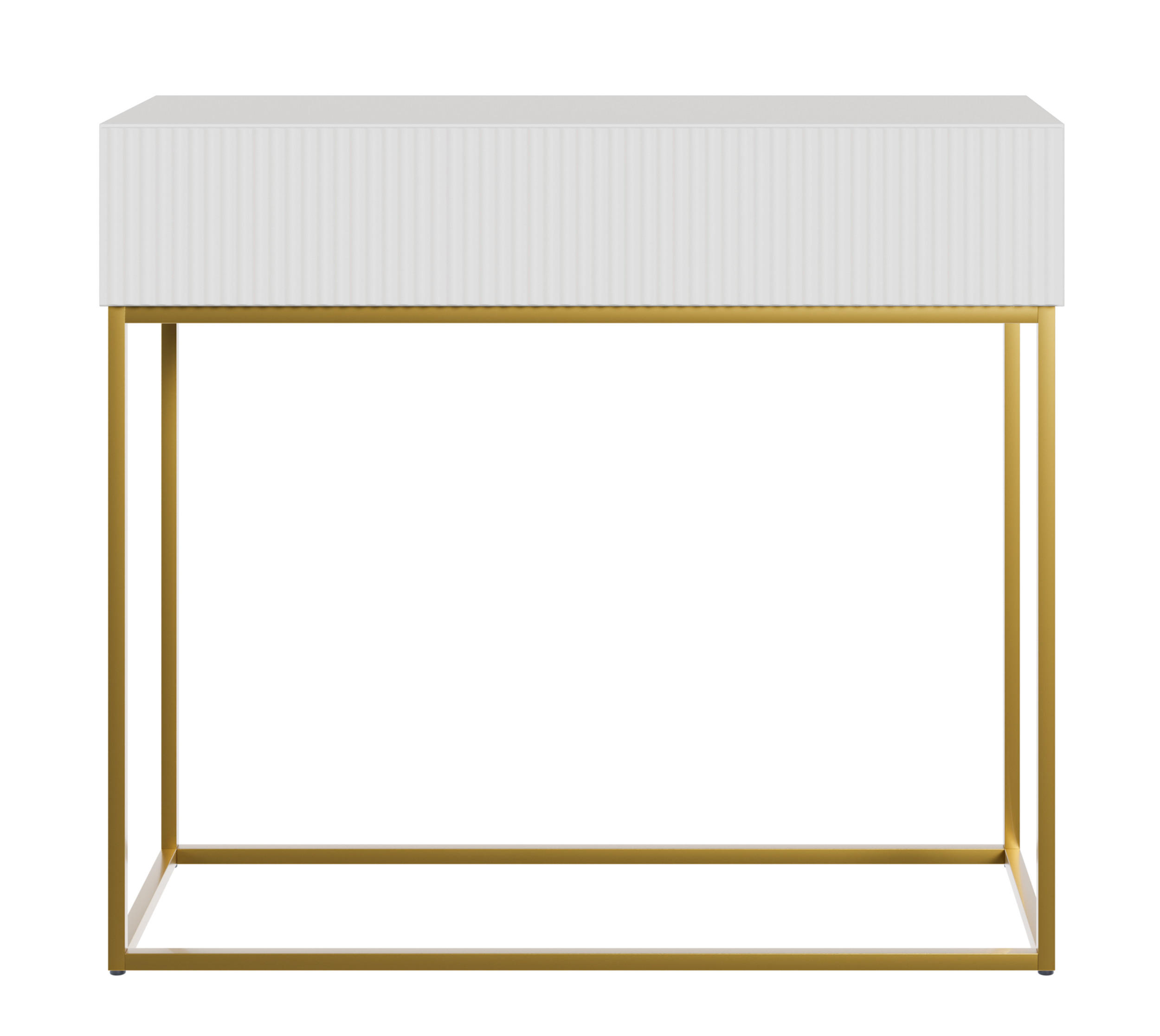 KONSOLENTISCH Veldio Weiß mit goldenen Beinen 90 cm - Goldfarben/Weiß, Holzwerkstoff/Metall (35.6/90/79cm) - Selsey