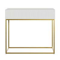KONSOLENTISCH Veldio Weiß mit goldenen Beinen 90 cm - Goldfarben/Weiß, Holzwerkstoff/Metall (35.6/90/79cm) - Selsey