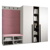 GARDEROBEN-SET 214/184/42 - Pink/Schwarz, Holz/Kunststoff (214/184/42cm) - MÖBEL KRYSPOL