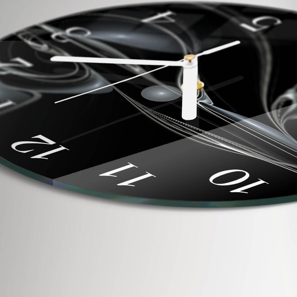 WANDUHR fi30 cm - Abstraktion - Schwarz, Glas (30/30/0.4cm) - TULUP