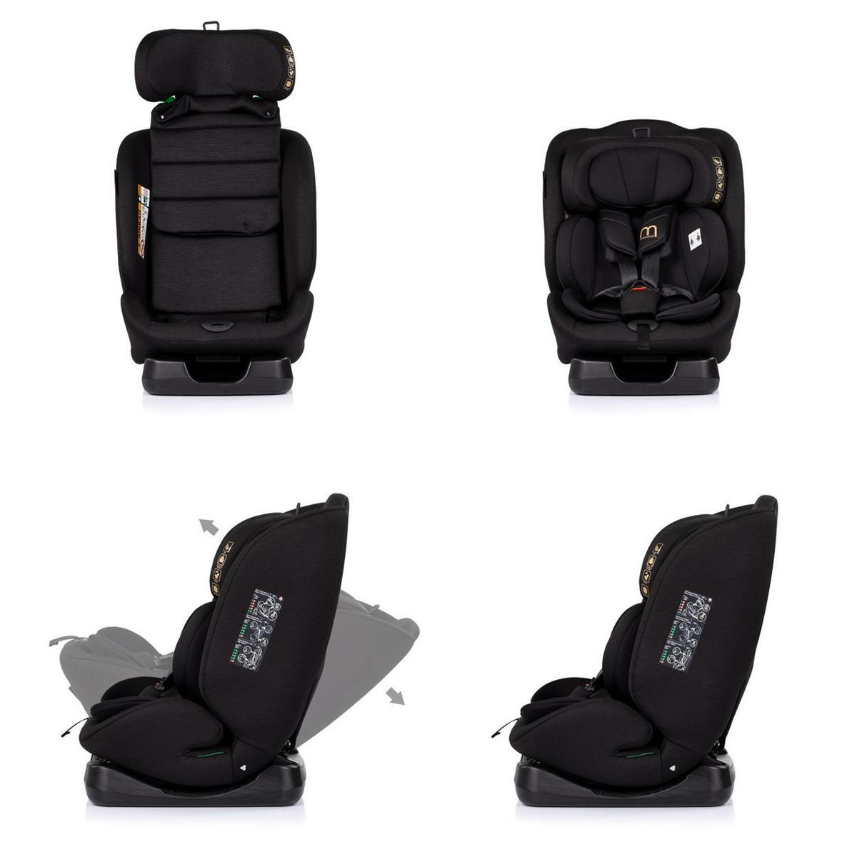 KINDERSITZ Mondial i-Size schwarz (40-150cm) Liegeposition Kopfstütze Gurt - Schwarz, Kunststoff (44/80/51cm) - Chipolino