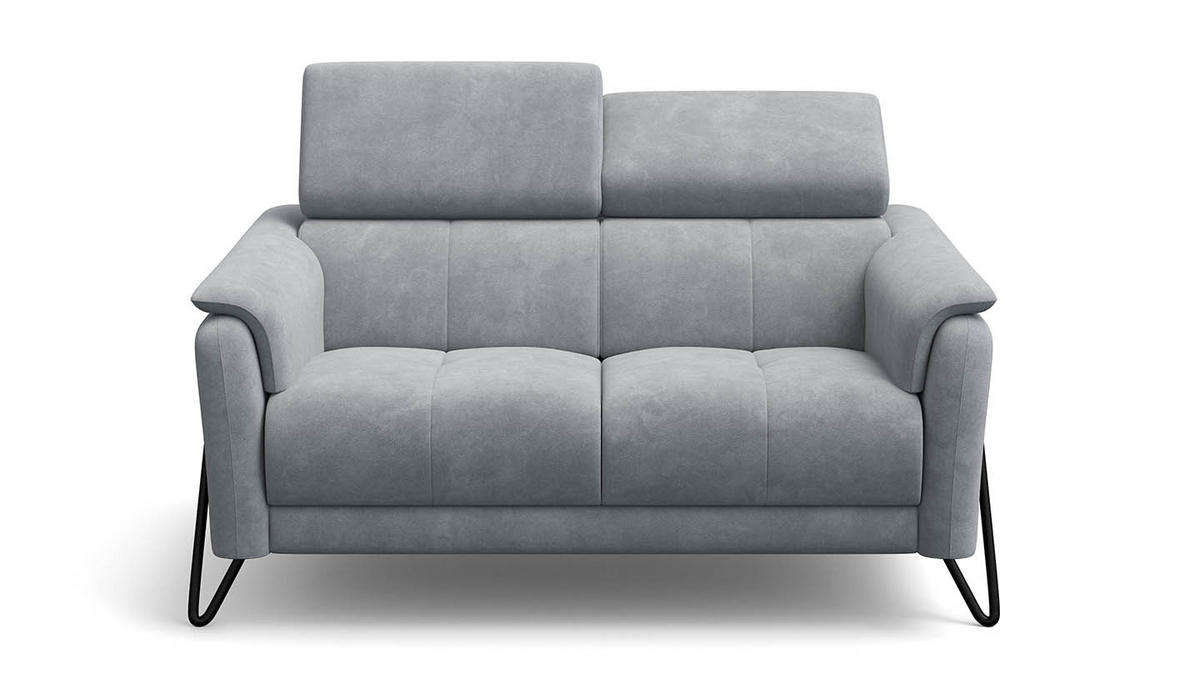 SOFA RODEN 2-Sitzer, hellgrau, Veloursstoff - Hellgrau, Holz/Textil (152/82/103cm) - Wozimo