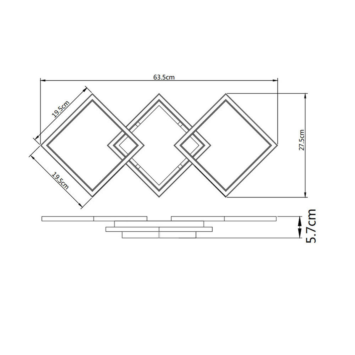 LED DECKENLEUCHTE Kaden Schwarz Matt - Schwarz, Kunststoff (63/27.5/5.7cm) - Globo Lighting
