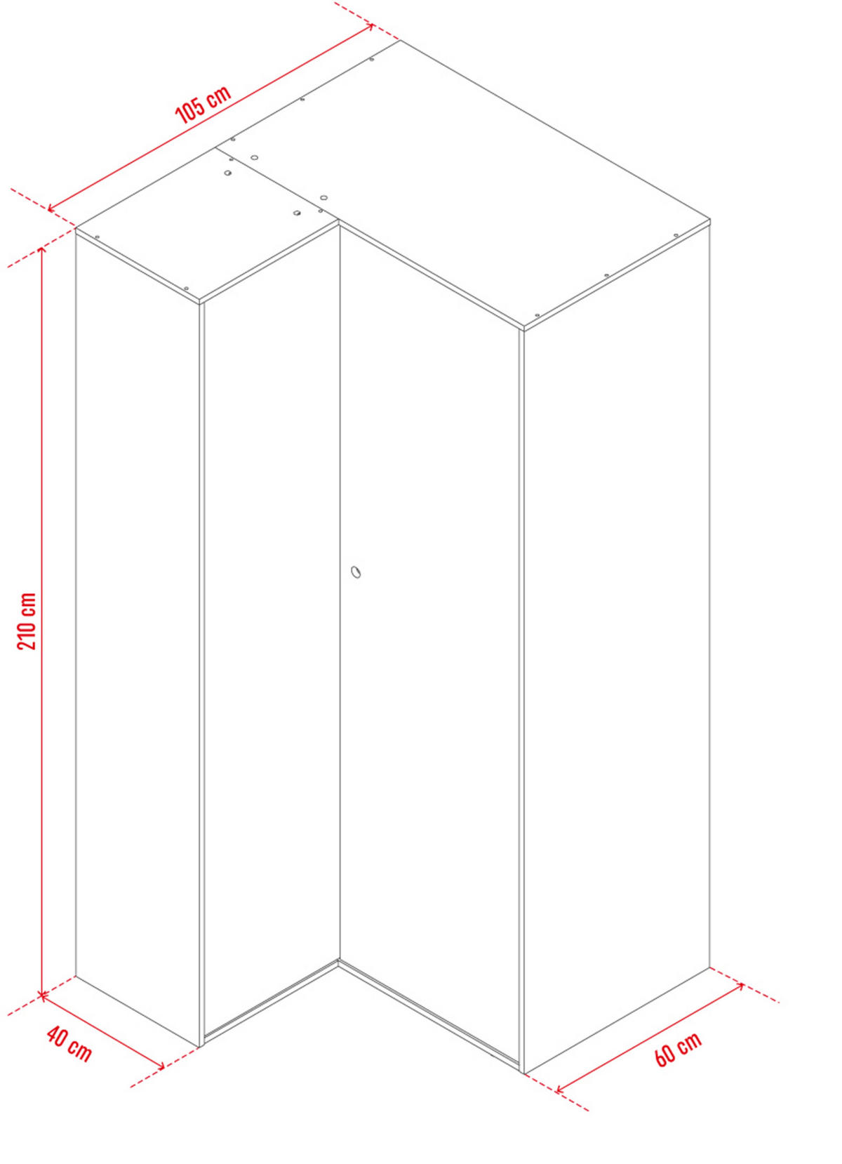 ECKKLEIDERSCHRANK SPOT - Weiß, Holzwerkstoff (105/210/100cm)