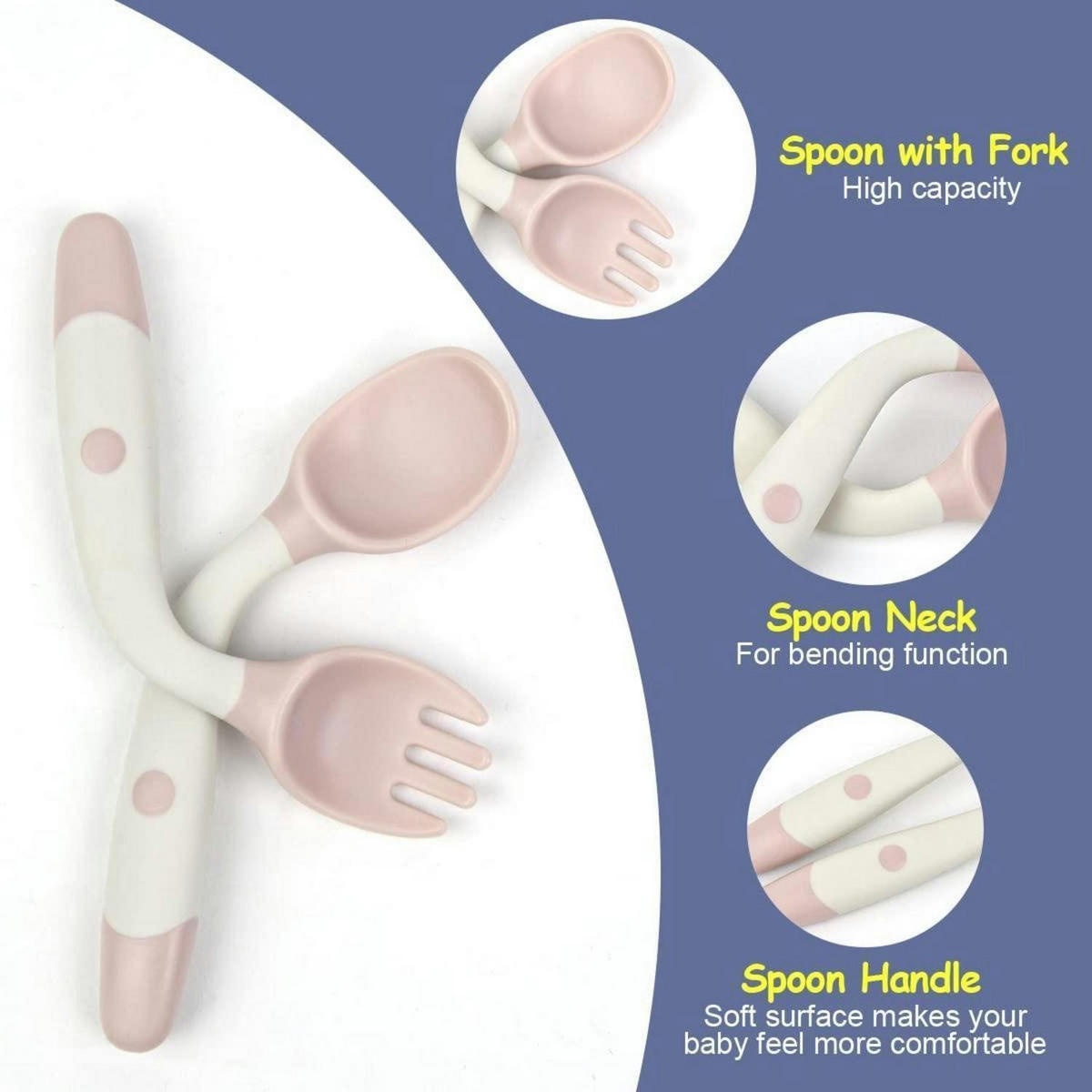 BABYBESTECK 4-teiliges Set BPA-frei Lila Beige - Multicolor, Kunststoff