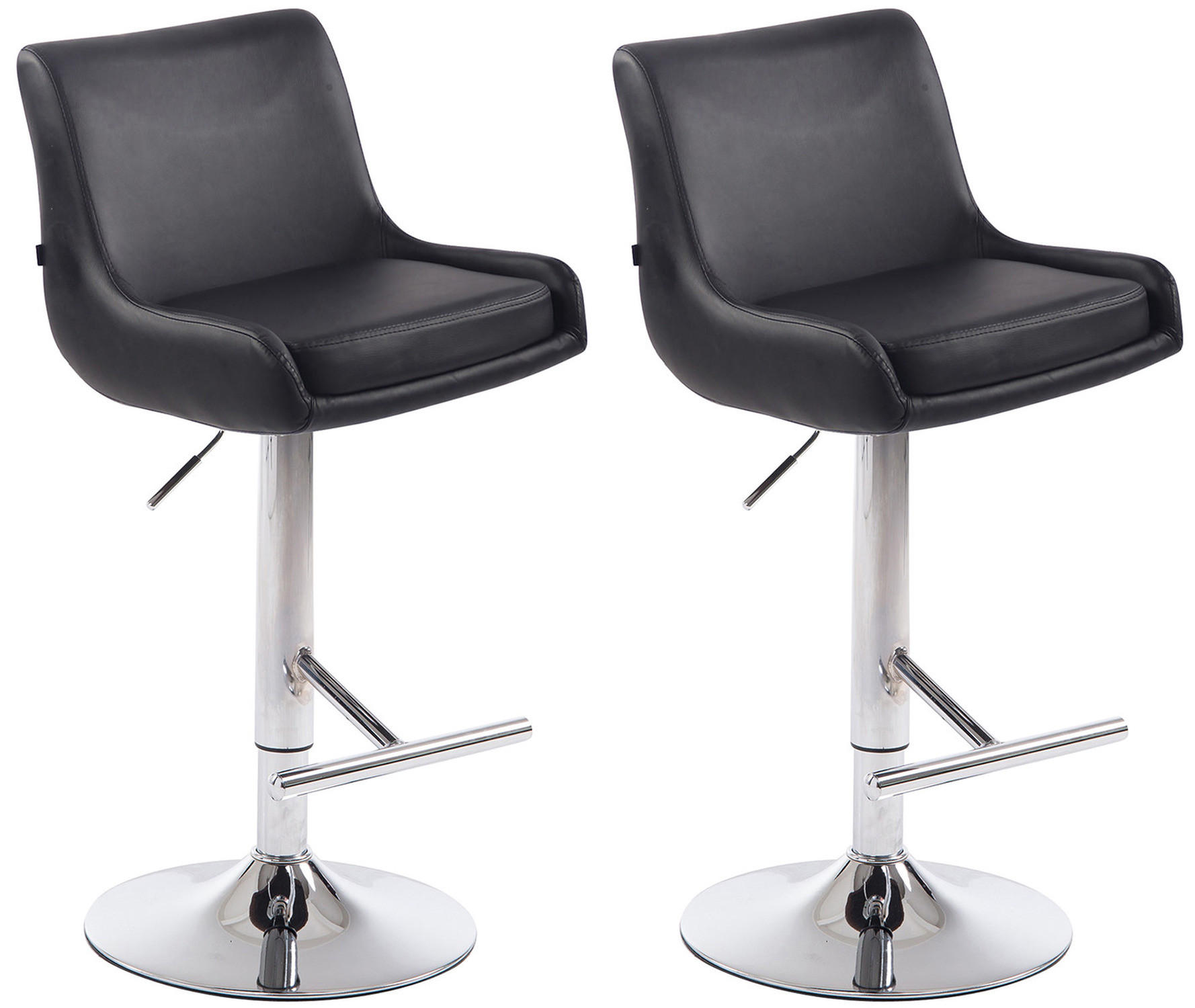 BARHOCKER Cludo, 2er Set, Gestell Metall in Chromoptik, Kunstleder Schwarz - Chromfarben/Schwarz, Kunststoff/Textil (43/100/50cm) - TPFLiving