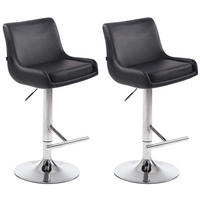 BARHOCKER Cludo, 2er Set, Gestell Metall in Chromoptik, Kunstleder Schwarz - Chromfarben/Schwarz, Kunststoff/Textil (43/100/50cm) - TPFLiving