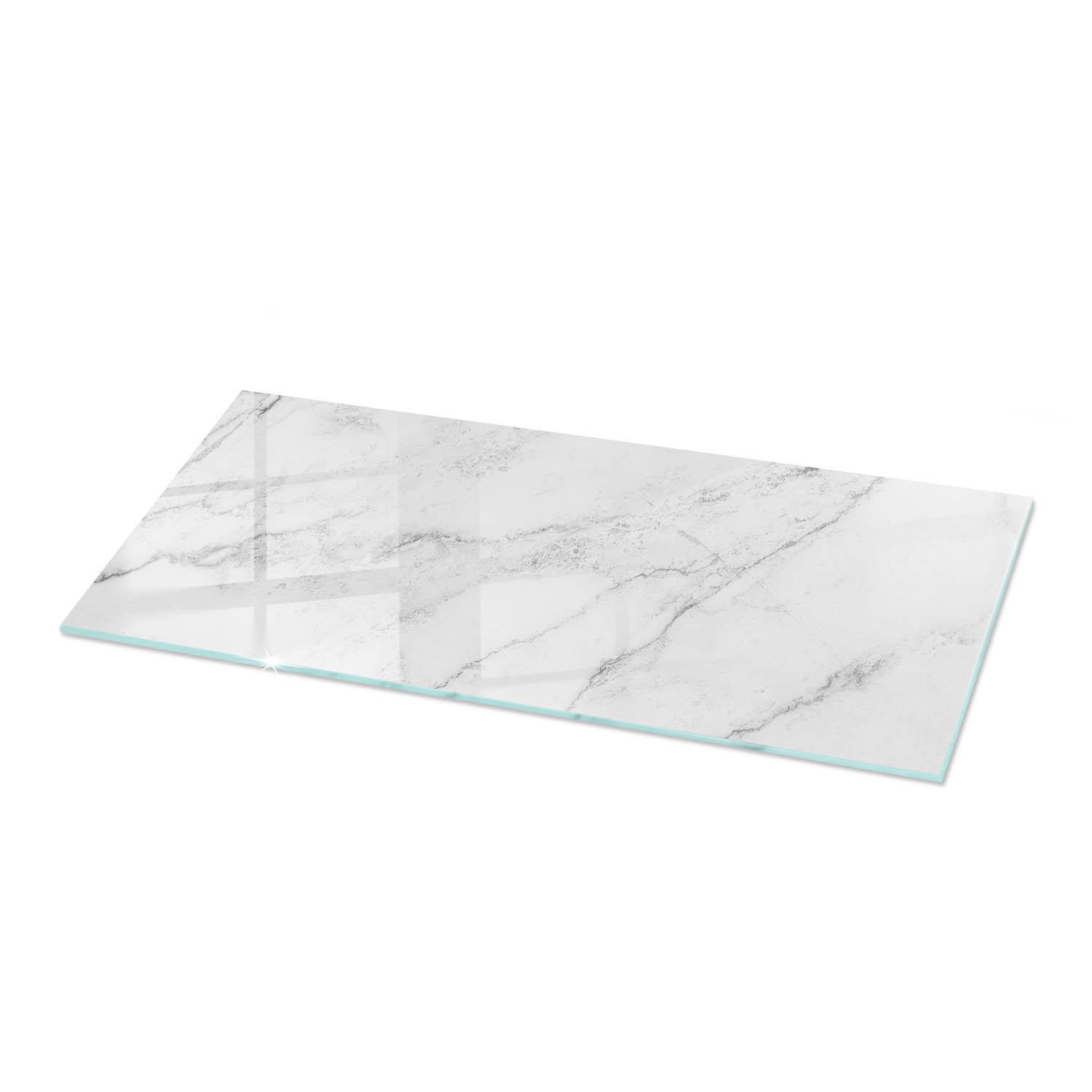TISCHPLATTE 125x50 cm Marmorierte Oberfläche - Hellgrau/Weiß, Glas (125/50/0.4cm) - TULUP