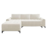ECKSOFA Aris L, Seite: Links - Creme/Schwarz, Holz/Textil (258/168cm) - MIRJAN24