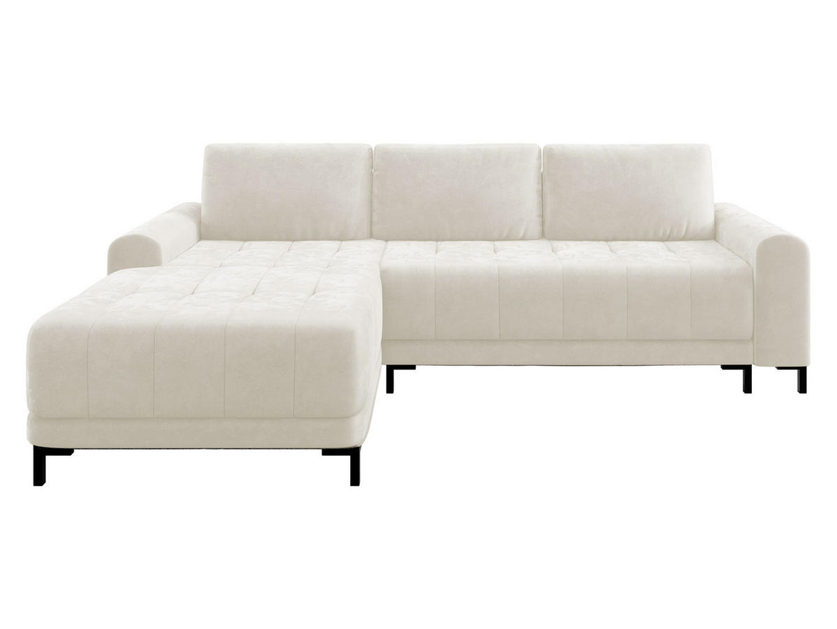 ECKSOFA Aris L, Seite: Links - Creme/Schwarz, Holz/Textil (258/168cm) - MIRJAN24