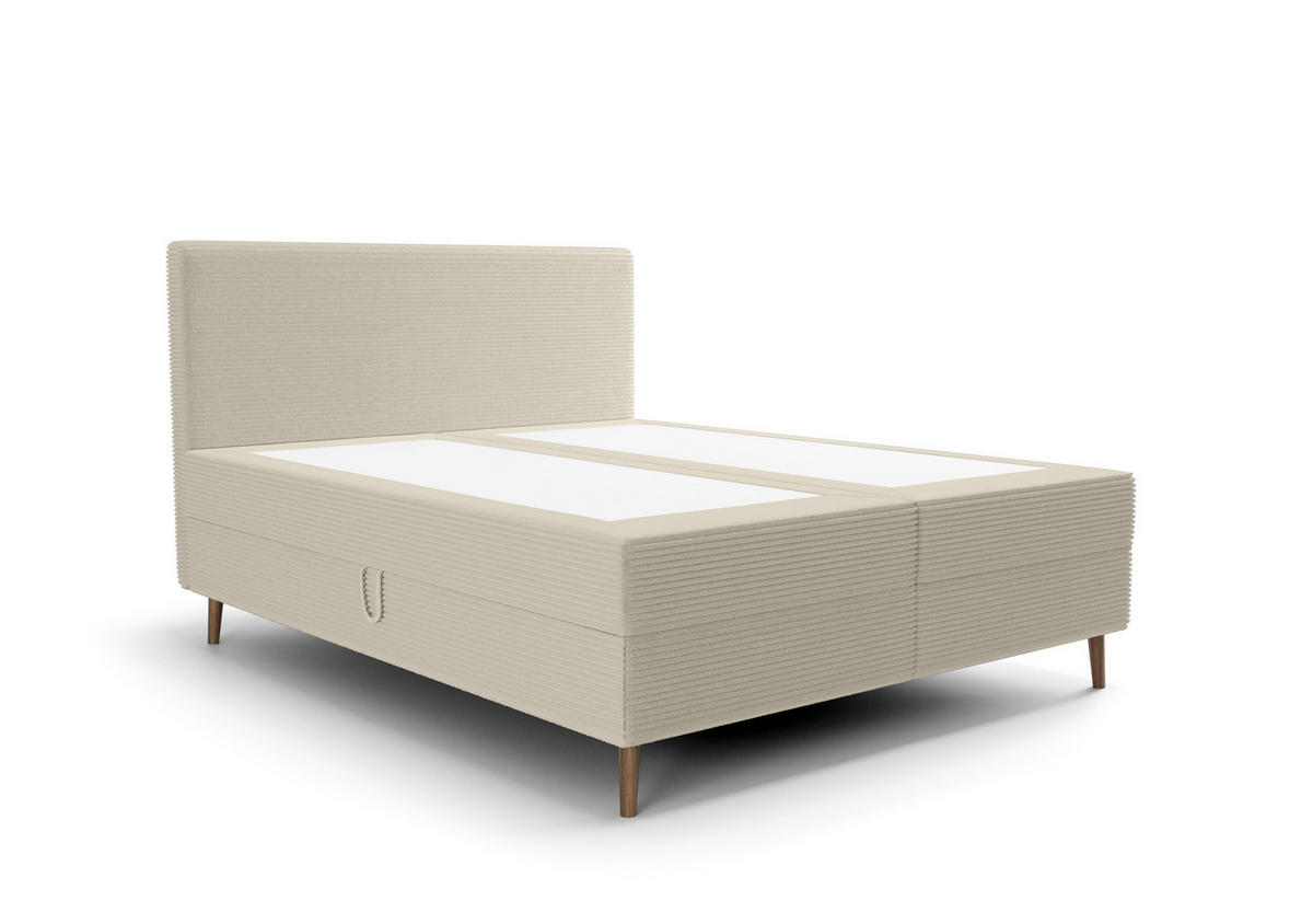 BOXBETT NARA mit Matratze H3, Bonell und Topper 160x200 POSO 105 - Ecru, Textil (160/200cm) - Bedante