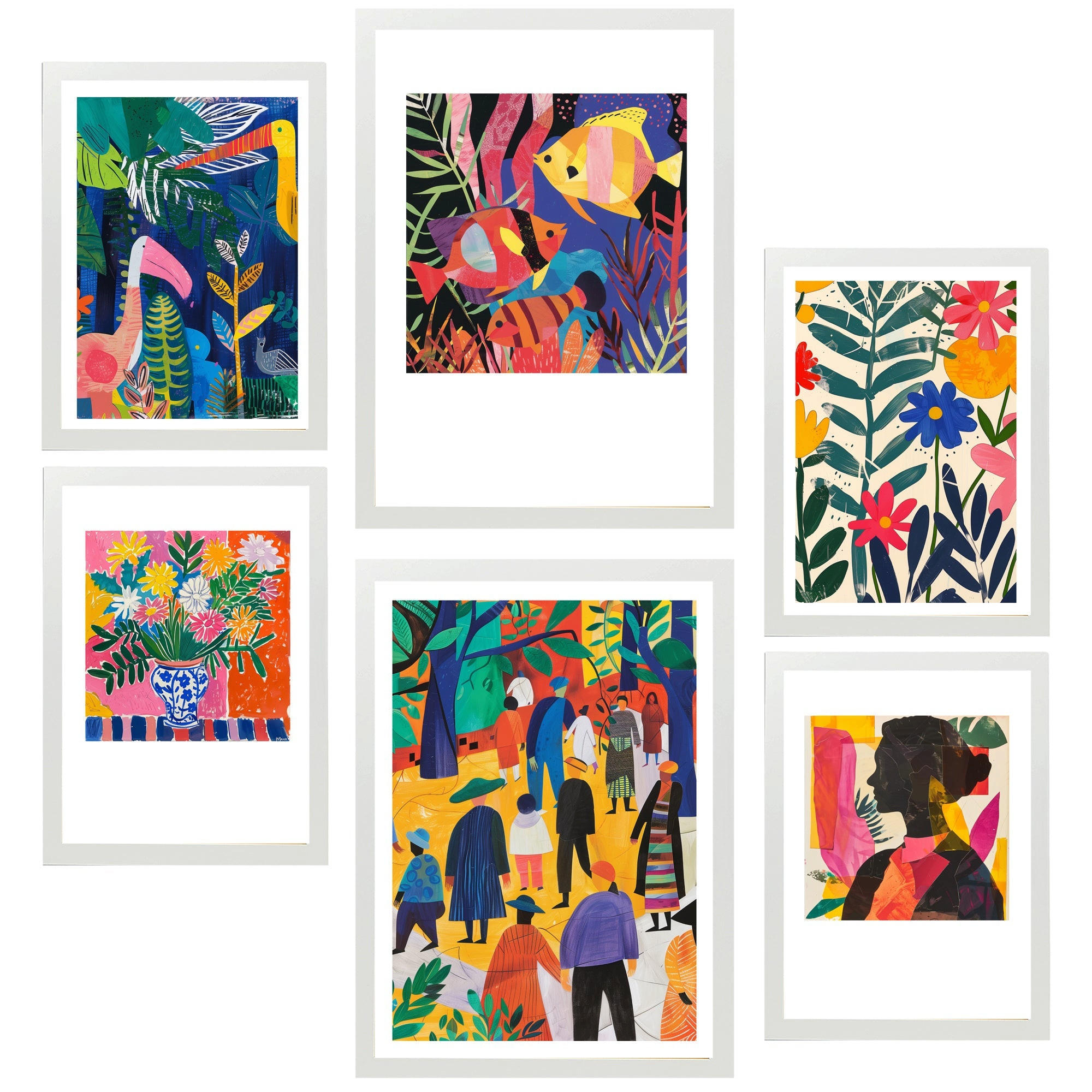 POSTER Set Mit 6 Farbenfroher Fauvismus Von Matisse A3 & A4 Weißer Rahmen - Weiß, Papier (29/3cm) - Nacnic