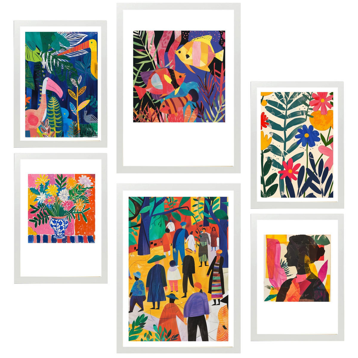POSTER Set Mit 6 Farbenfroher Fauvismus Von Matisse A3 & A4 Weißer Rahmen - Weiß, Papier (29/3cm) - Nacnic