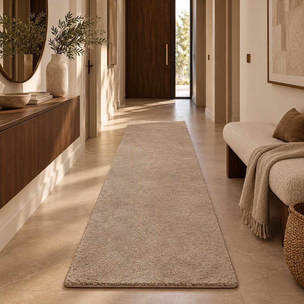HOCHFLOR SHAGGY LÄUFER TEPPICH PALACE - Taupe, Textil (80/200cm) - Snapstyle