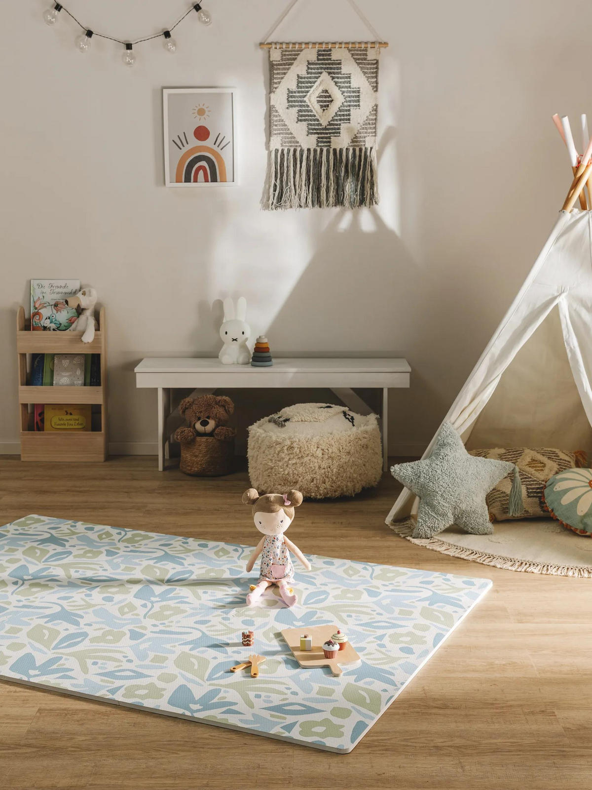 SPIELMATTE Flora Blau 120x180 cm - Blau, Textil (120/180cm) - Lytte