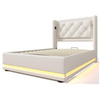 POLSTERBETT aus PU 90x200 cm Weiß mit Bettkasten, LED-Beleuchtung und USB-/Typ-C-Anschlüssen - Weiß, Leder (90/200cm) - IVMEU