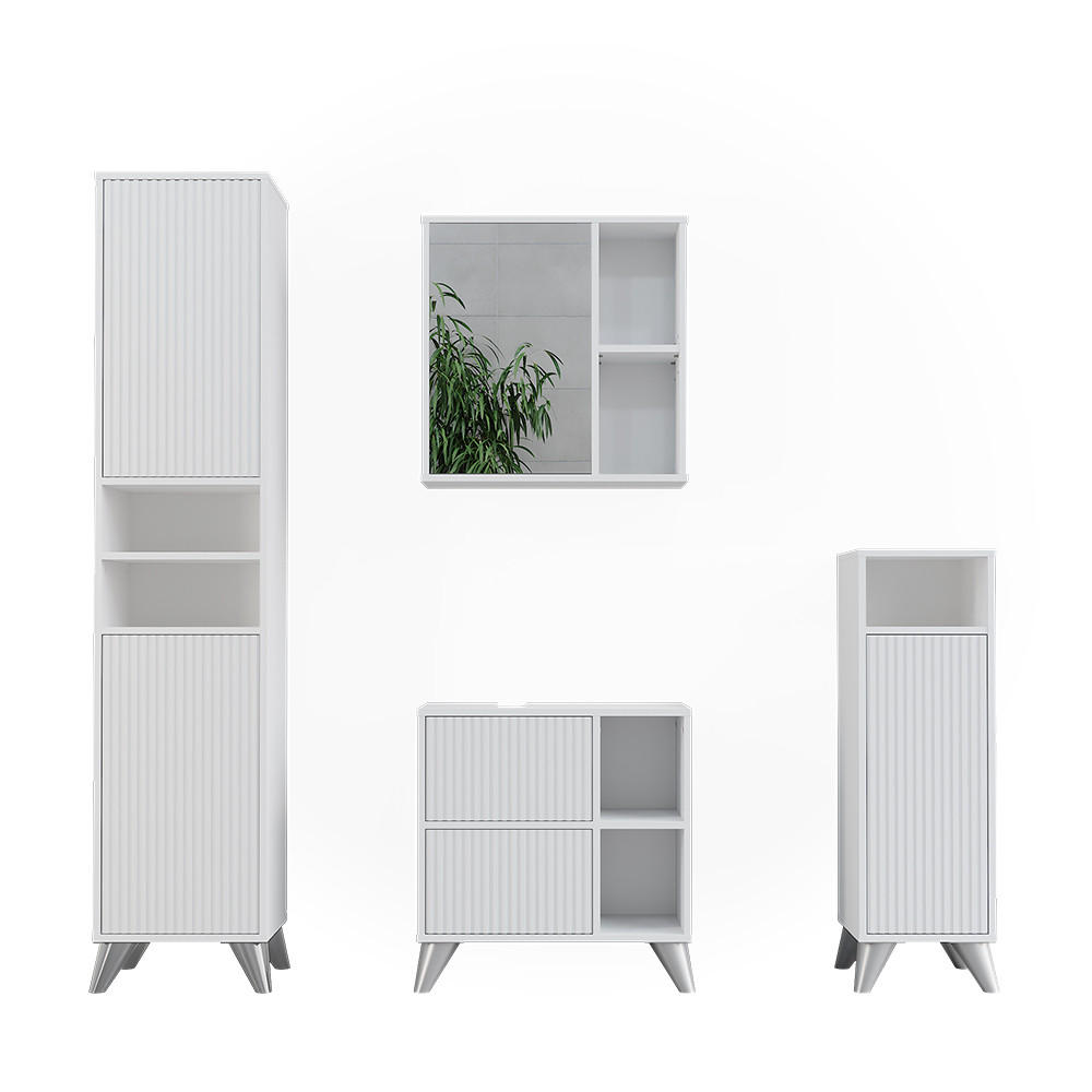 BADMÖBEL-SET Leano Weiß 4-teiliges Set - Weiß, Holzwerkstoff (60/62/30cm) - Vicco