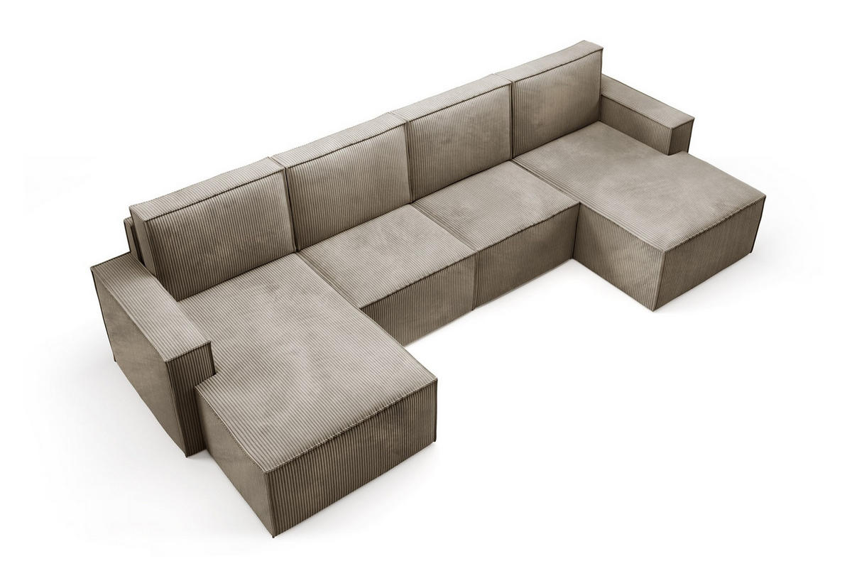 WOHNLANDSHAFT Orto Hellbraun - Hellbraun, Holzwerkstoff/Textil (320/93/142cm) - Bettso